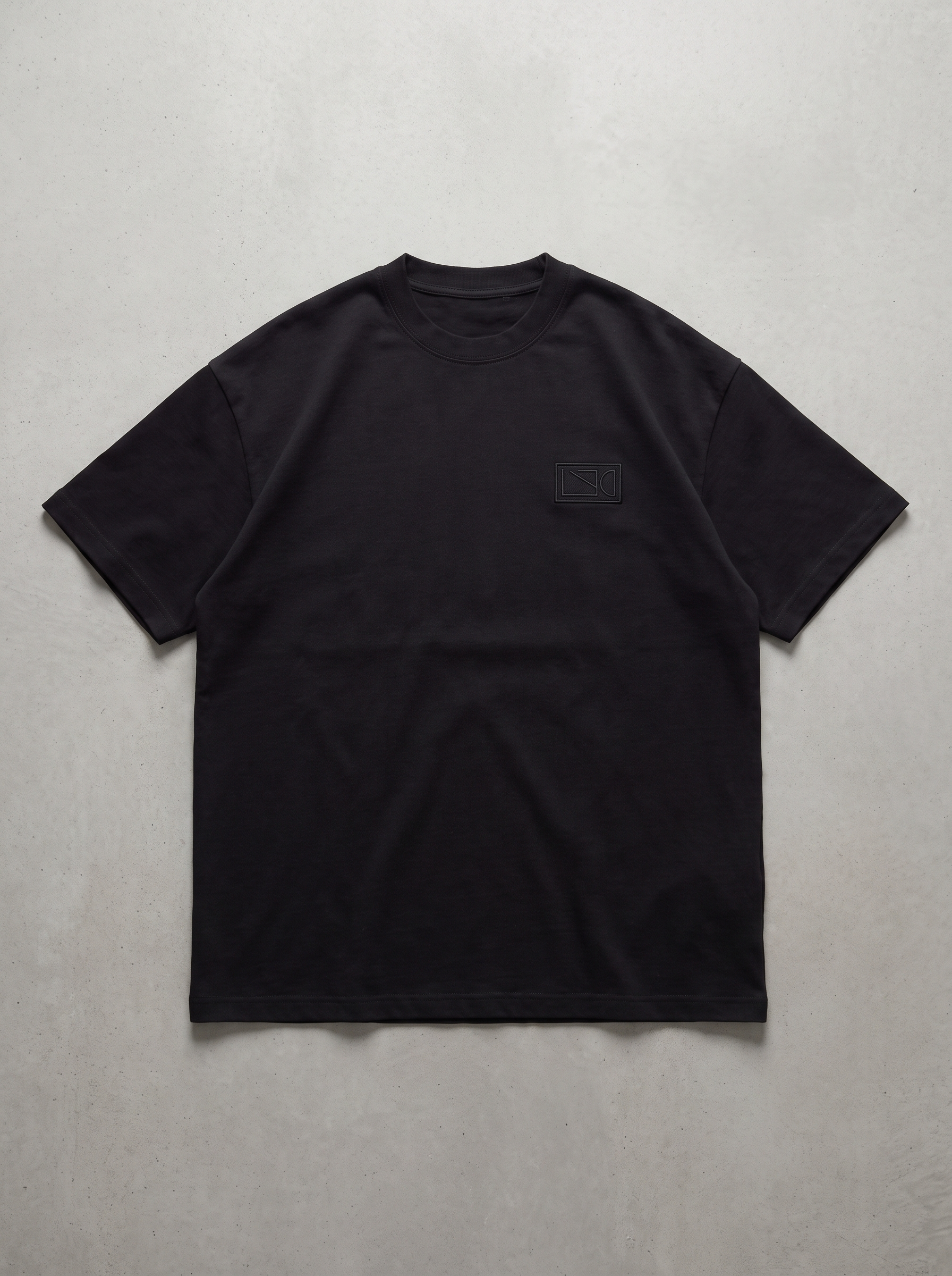 3D Applique Embroidery Oversized Tee - Black