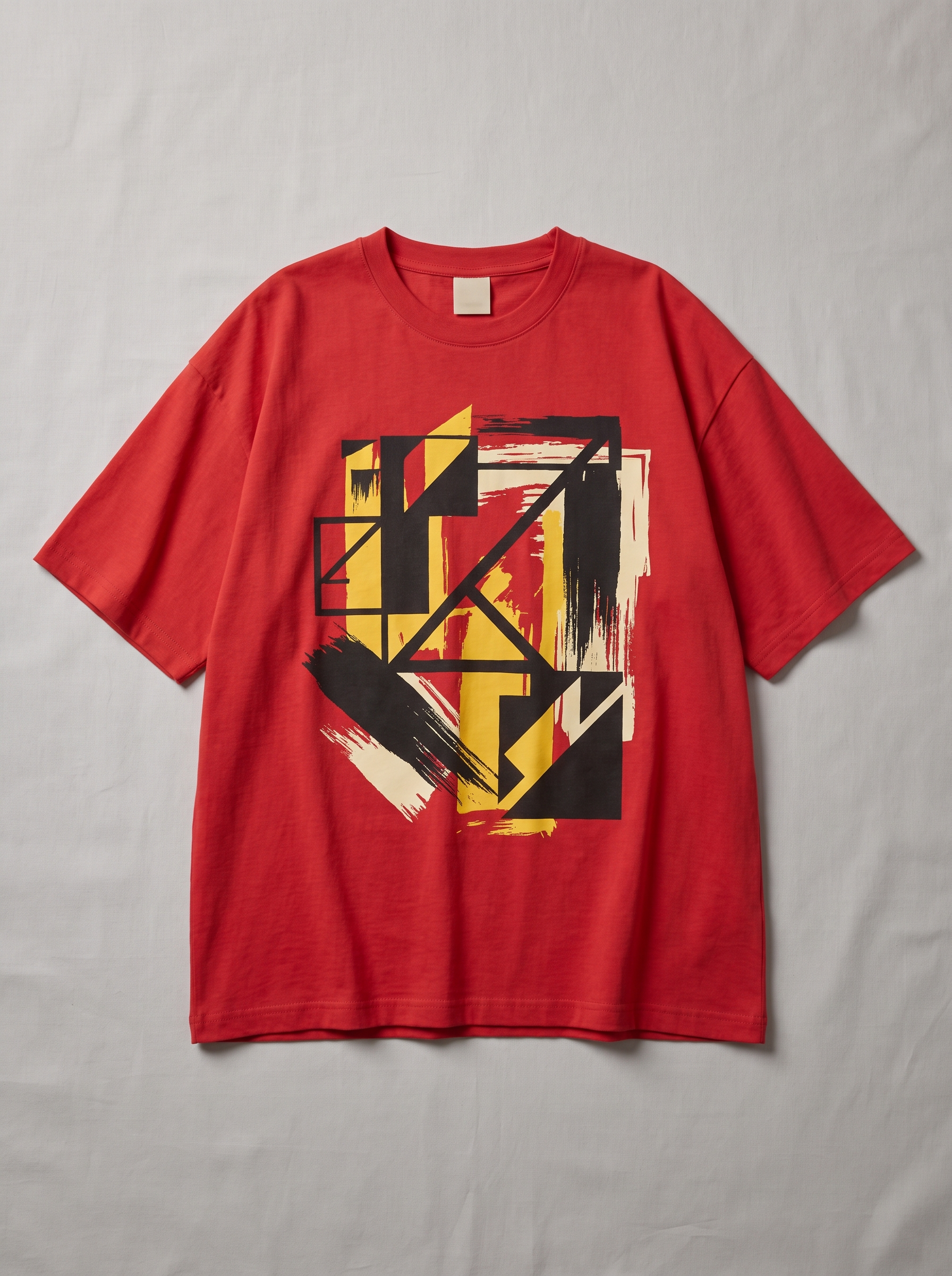 Icon Print Short Sleeve Boxy Shirt - Red