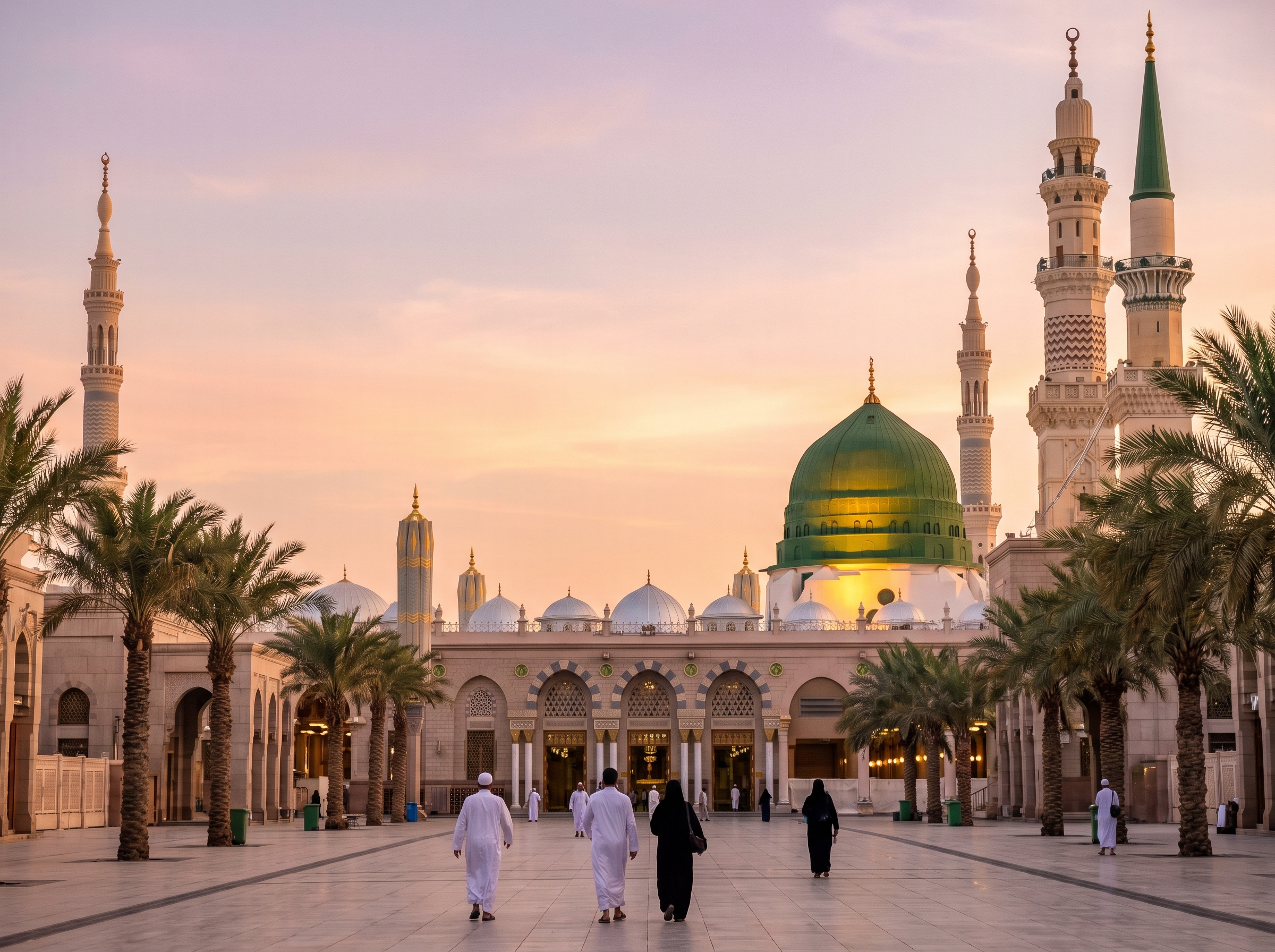 Masjid Nabawi di Madinah waktu senja