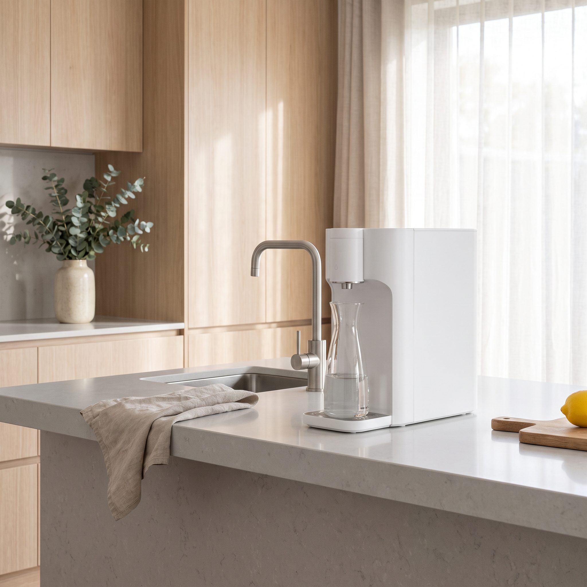 Sistem penapis air di kaunter dapur moden