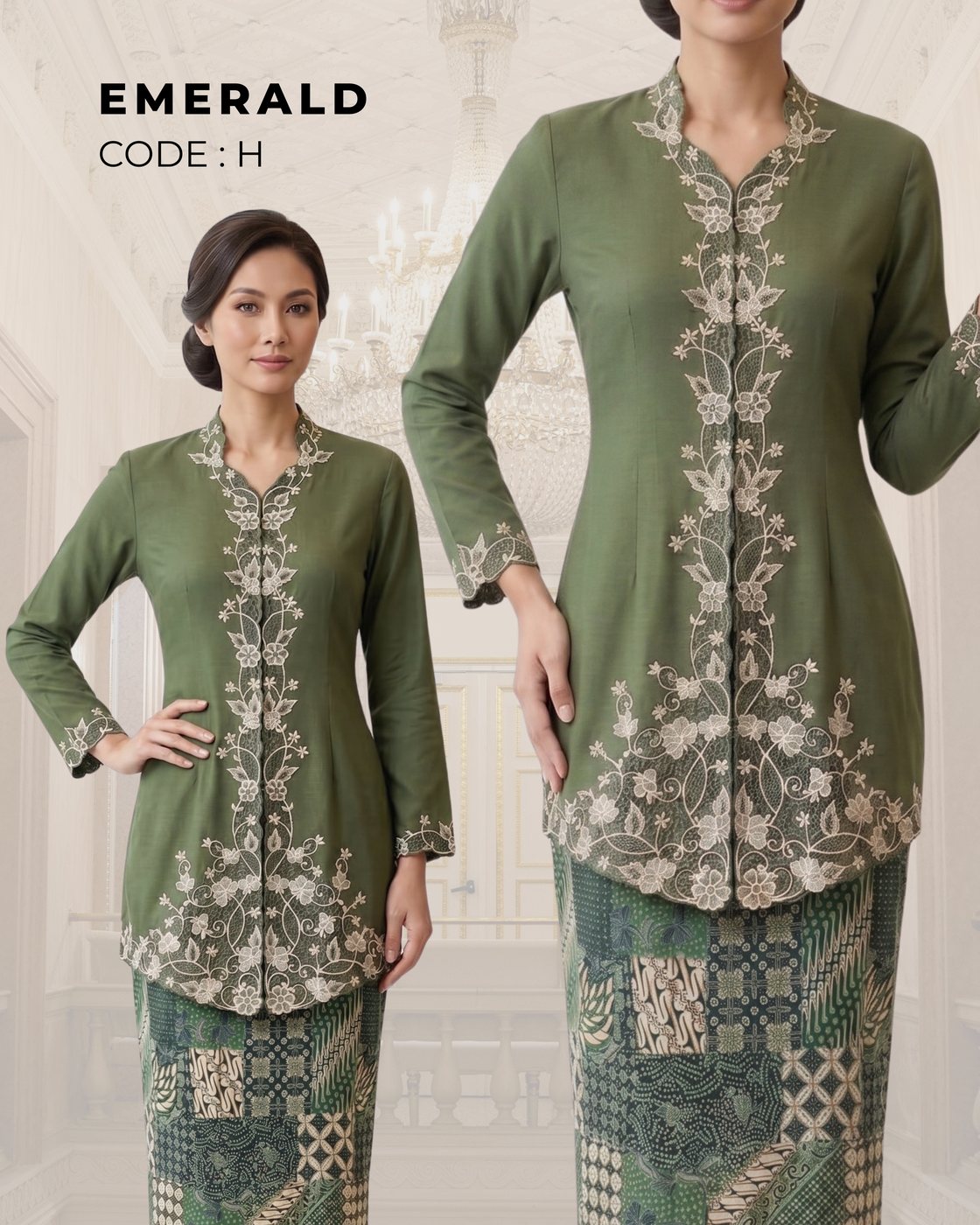 Kebaya Emerald – Hijau Zaitun &mdash; Hijau Zaitun