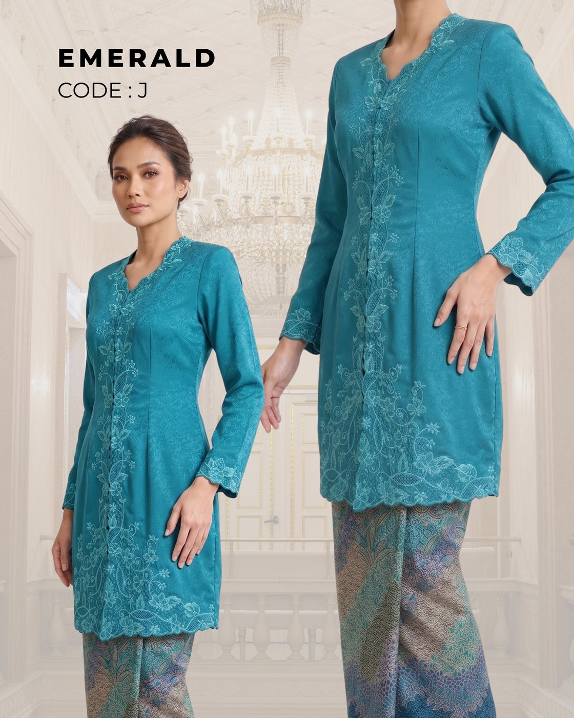 Kebaya Emerald – Biru Toska &mdash; Biru Toska