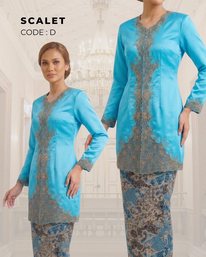 Kebaya Scalet – Biru Turquoise